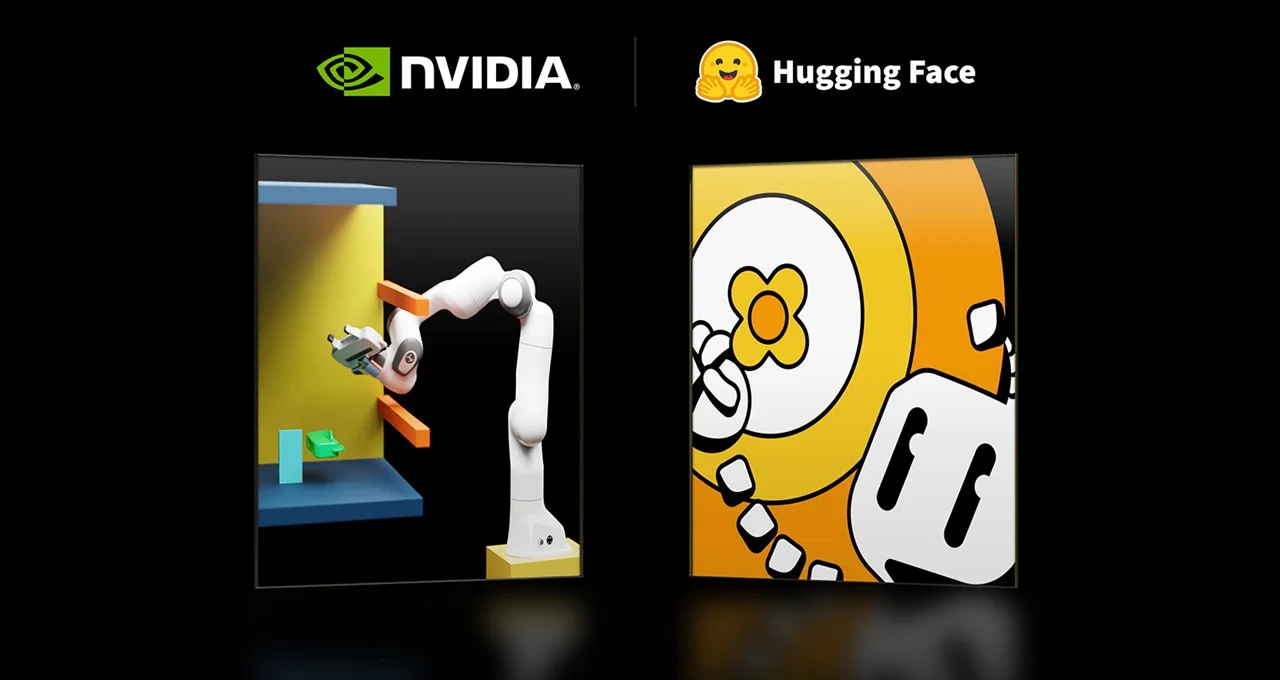 NVIDIA and Hugging Face robotics-learning announcement artwork