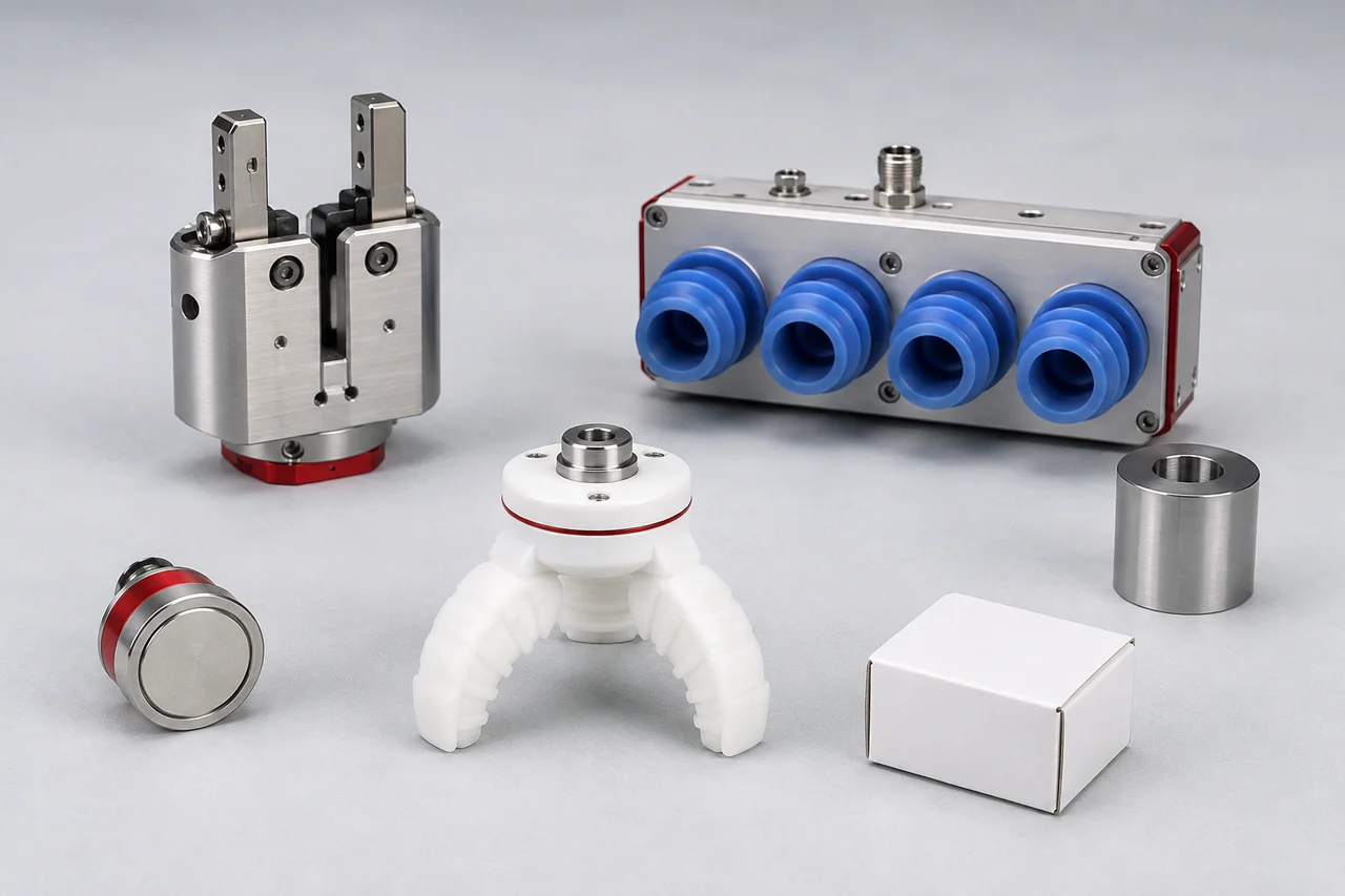 Illustration comparing parallel-jaw, vacuum, soft and magnetic end effectors